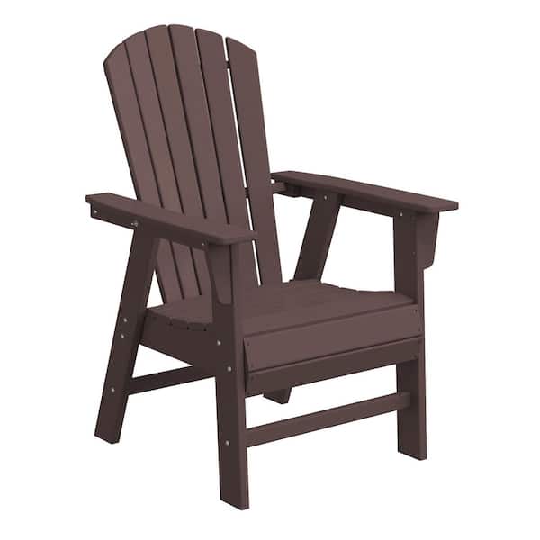 Altura Outdoor Patio Fade Resistant HDPE Plastic Adirondack Style Dining Chair with Arms in Dark Brown