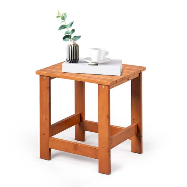 Wood Outdoor Side Table, Patio End Table, Balcony Accent Table