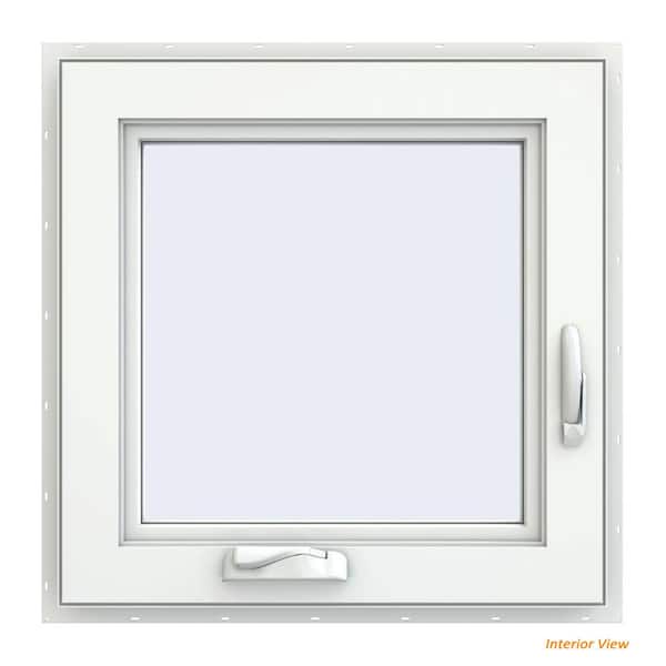 24 in. x 24 in. V-4500 Series Bronze FiniShield Vinyl Right-Handed Casement Window with Fiberglass Mesh Screen