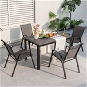 5-Piece Wicker Outdoor Dining Set Patio Table and Chairs Set for 4 Woven
