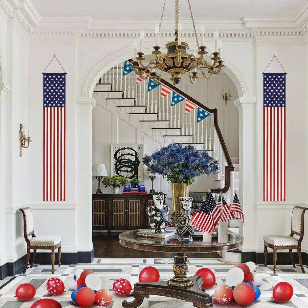 Patriotic American Flag Door Banners with Brass Grommets