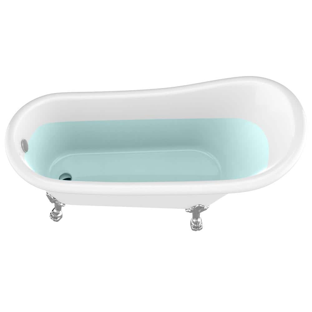 67'' White Acrylic Slipper Clawfoot Tub with Chrome Feet