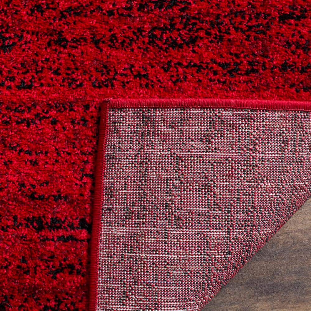 Chic Lodge Red & Black 4' Square Synthetic Area Rug