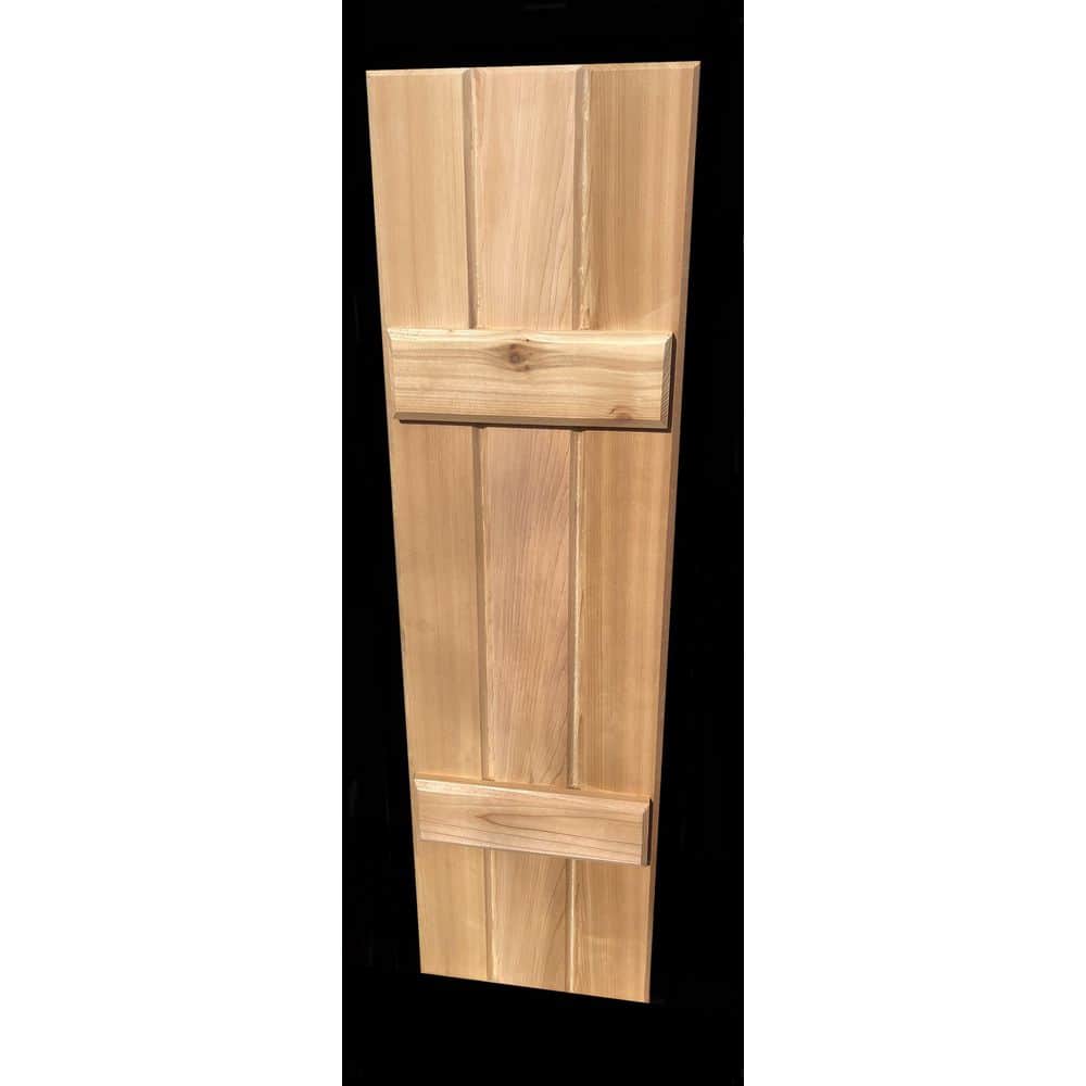 12 in. x 48 in. Cedar Board and Batten Exterior Wood Shutters in Natural Cedar Pairs price history on PriceWatchPro