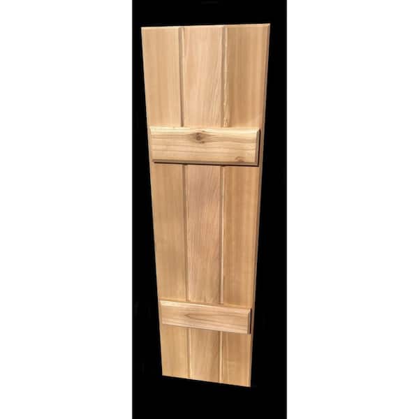 Al's Millworks 12 in. x 48 in. Cedar Board and Batten Exterior Wood Shutters in Natural Cedar Pairs