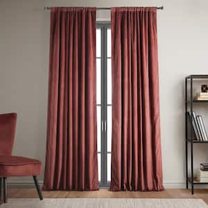 Crimson Rust Velvet Rod Pocket Blackout Curtain - 50 in. W x 120 in. L (1 Panel)