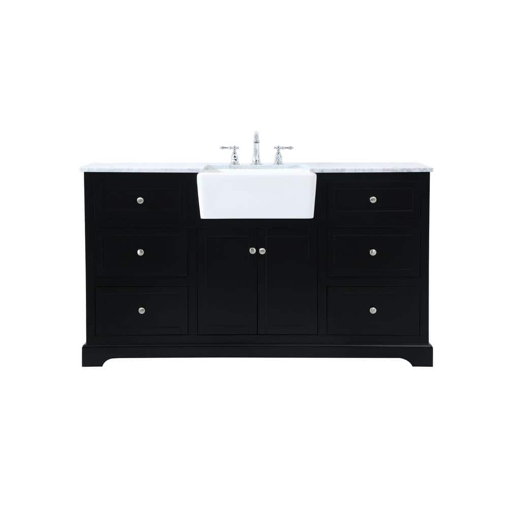 Simply Living 60 in. W x 22 in. D x 34.75 in. H Bath Vanity in Black with C