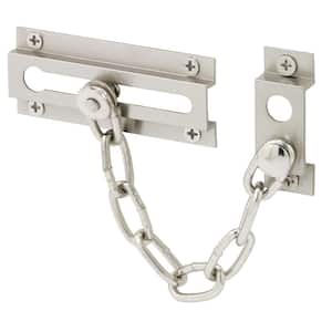 Chain Door Lock, 3-5/16 in., Extruded Brass, Satin Nickel-Plated, 6 in. Chain