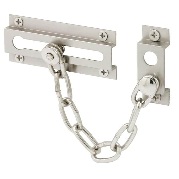 Prime-Line Chain Door Lock, 3-5/16 in., Extruded Brass, Satin Nickel-Plated, 6 in. Chain