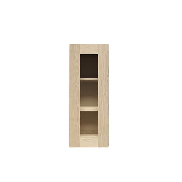 LIFEART CABINETRY Lancaster Shaker Assembled 21 in. x 30 in. x 12 in. Wall Cabinet with 1 Mullion Door in Natural Wood