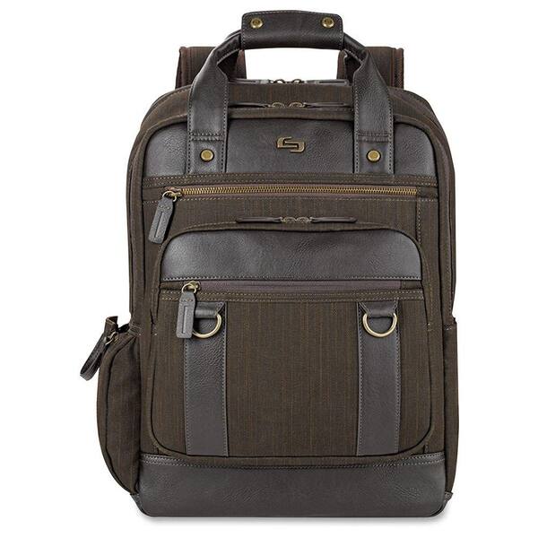 SOLO 15.6 in. Brown Cotton/Vinyl Executive Notebook Carrying Case with Shoulder Strap
