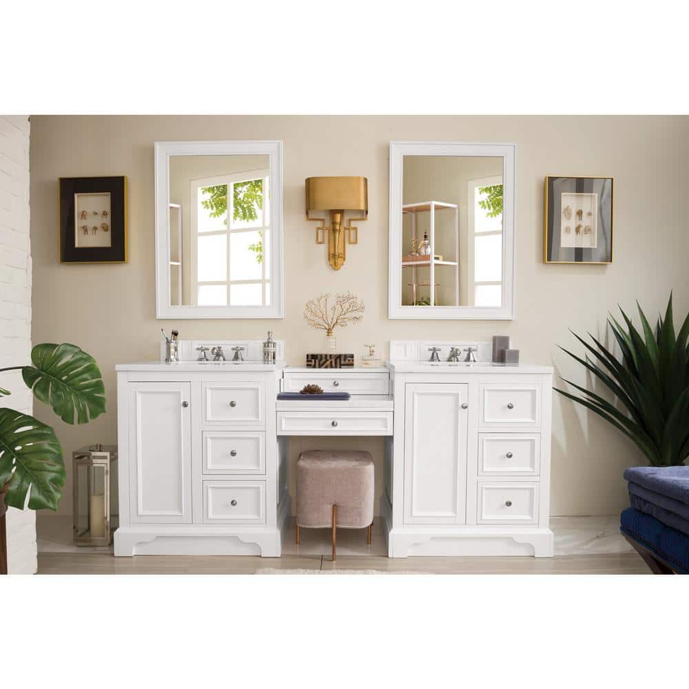 De Soto 83.1 in. W x 23.5 in. D x 36.3 in. H Double Bathroom Vanity in Bright White with White Zeus Quartz Top price history on PriceWatchPro