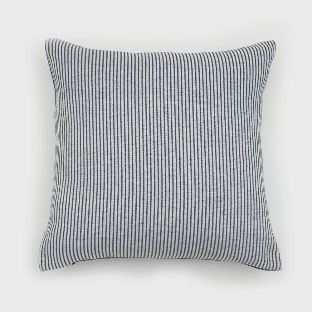 Elsa Mood Indigo Reversible Woven Pinstripes 18" Square Pillow