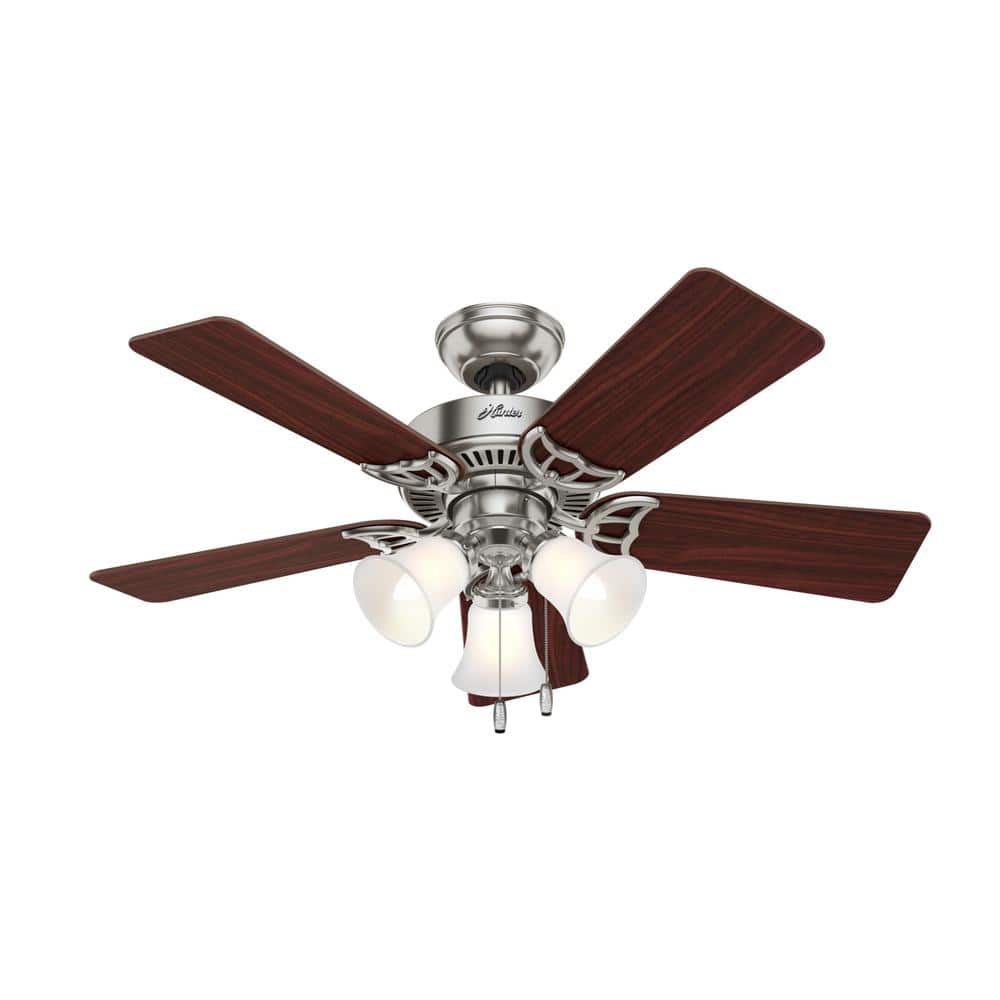 Brushed Nickel Ceiling Fan with Cherry and Maple Blades
