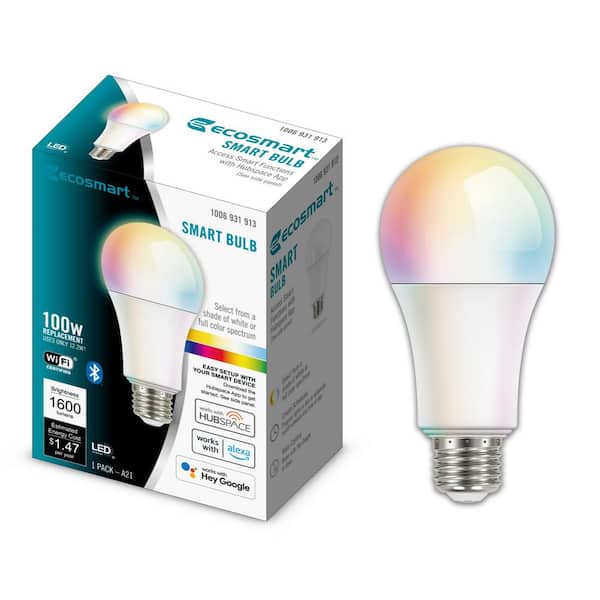 EcoSmart 100-Watt Equivalent Smart A21 Color Changing CEC LED