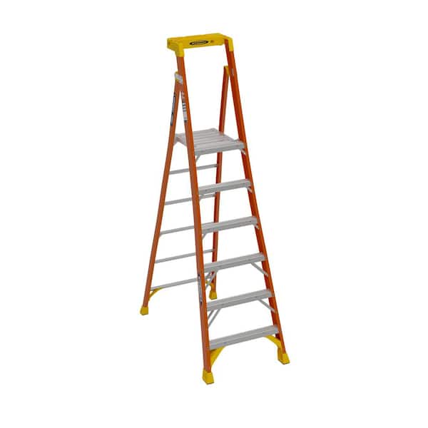 Werner 6 ft. Fiberglass Podium+ Platform Step Ladder (12 ft. Reach Height ) with 300 lbs. Load Capacity Type IA Duty Rating
