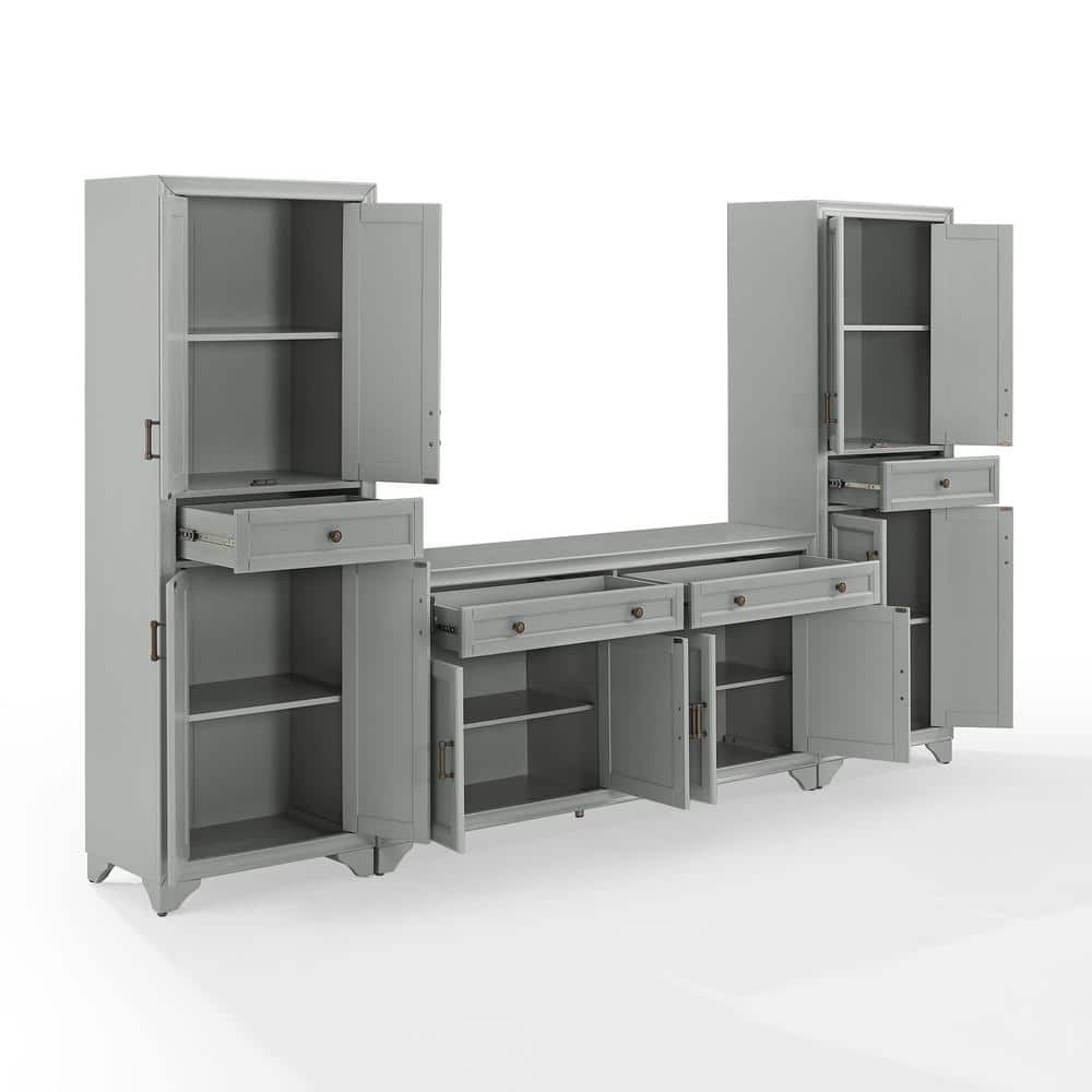 Distressed Gray Modern Farmhouse Entertainment Center with Cabinet