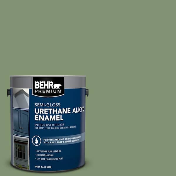 BEHR PREMIUM 1 gal. #BIC-26 Aloe Plant Urethane Alkyd Semi-Gloss Enamel Interior/Exterior Paint