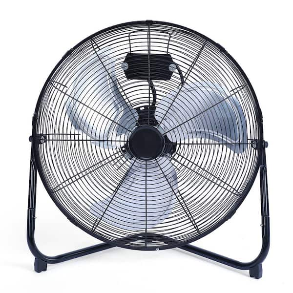 Kahomvis 20 in. 3 Fan Speed Black Portable High Velocity Heavy Duty Metal Floor Fan in Black with 360° Tilting Head
