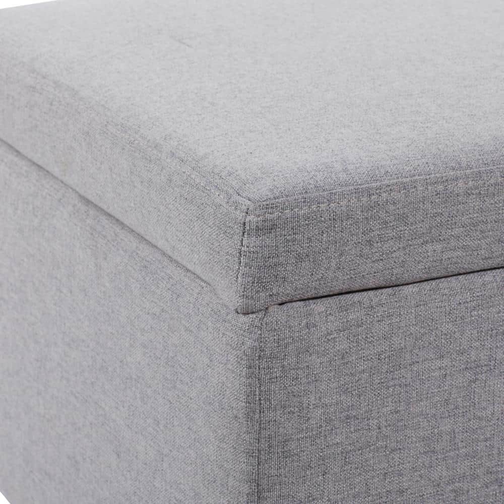 Modern Gray Polyester 42'' Storage Bench with Wooden Legs