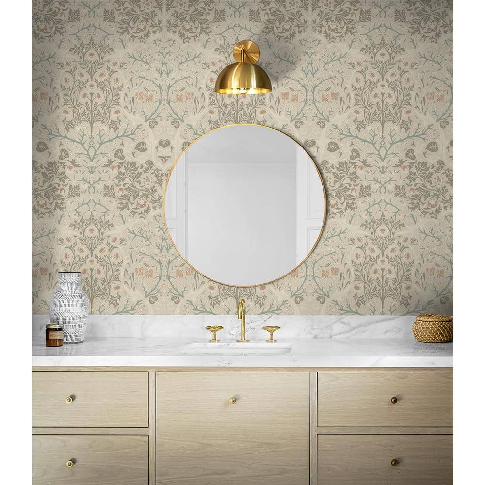 Lunar Rock & Clay Floral Damask Peel and Stick Wallpaper