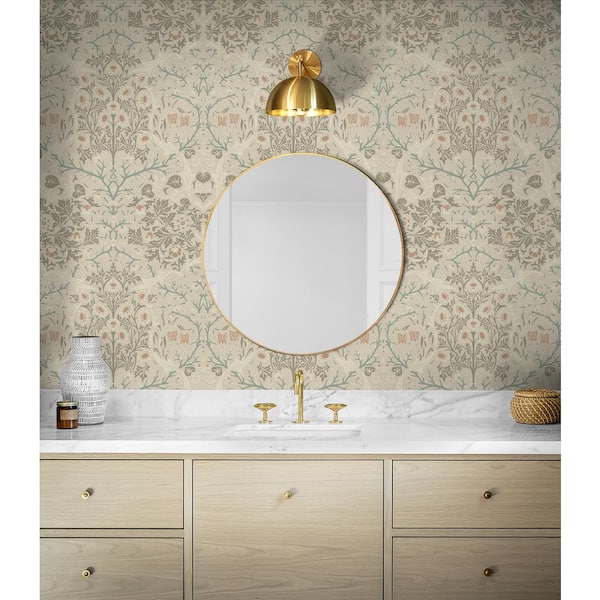 31.35 sq. ft. Lunar Rock and Clay Victorian Garden Vinyl Peel and Stick Wallpaper Roll
