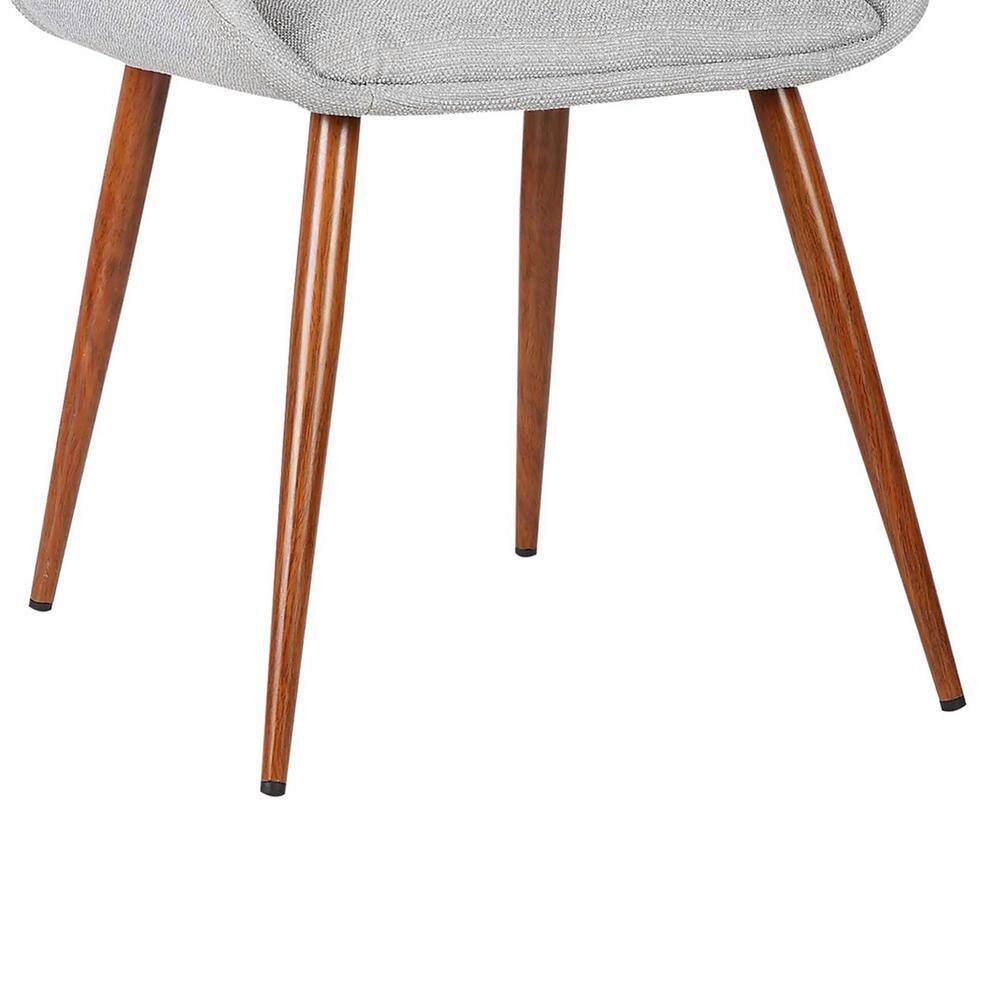 Mid-Century Modern Gray Faux Leather Side Chair with Walnut Accents