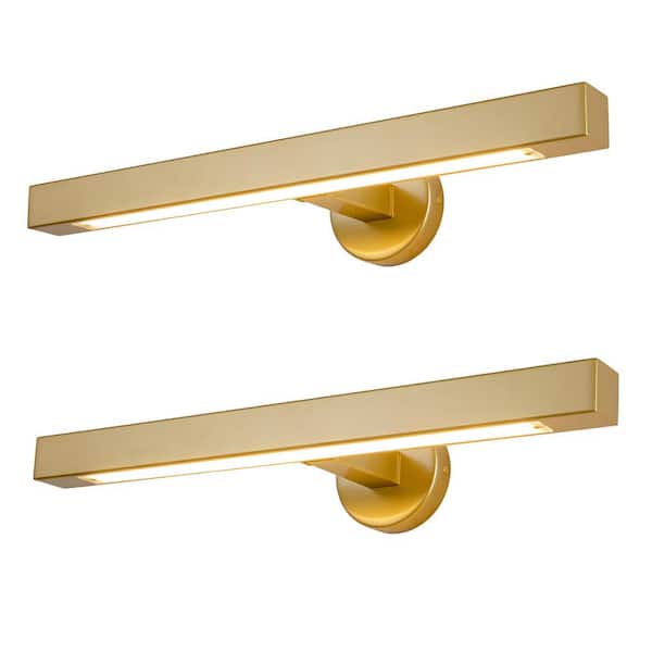 YUYI 24 in. 1-Light Copper LED Vanity Light, Solid Brass Modern Wall Sconce (Set of 2)