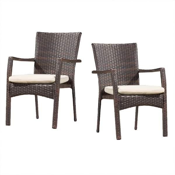 brown plastic wicker chairs