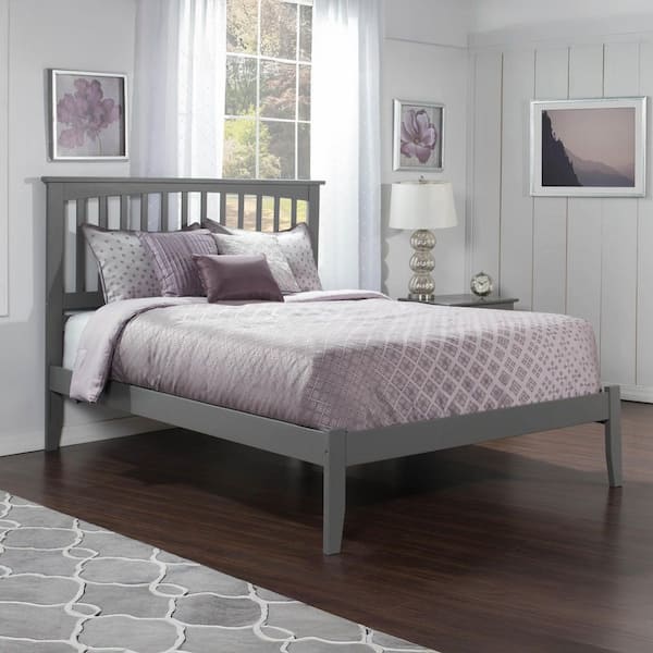 AFI Mission King Platform Bed with Open Foot Board in Grey