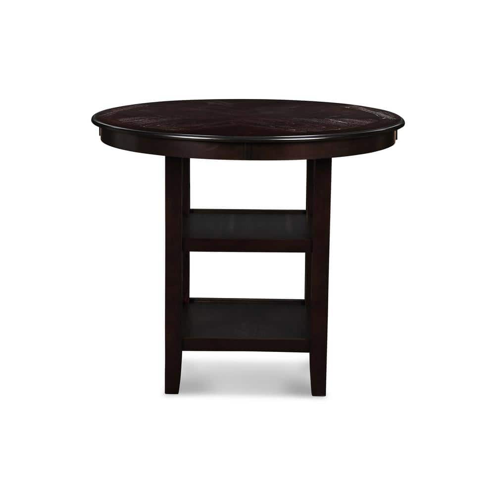 Ebony Round Transitional Wood Pub Table with 4 Chairs