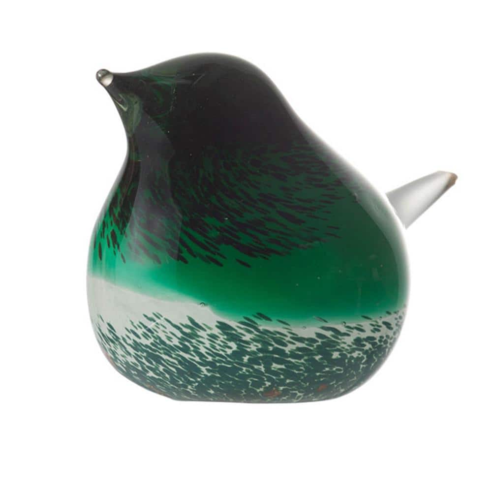 Elegant Green Glass Bird Figurines Set