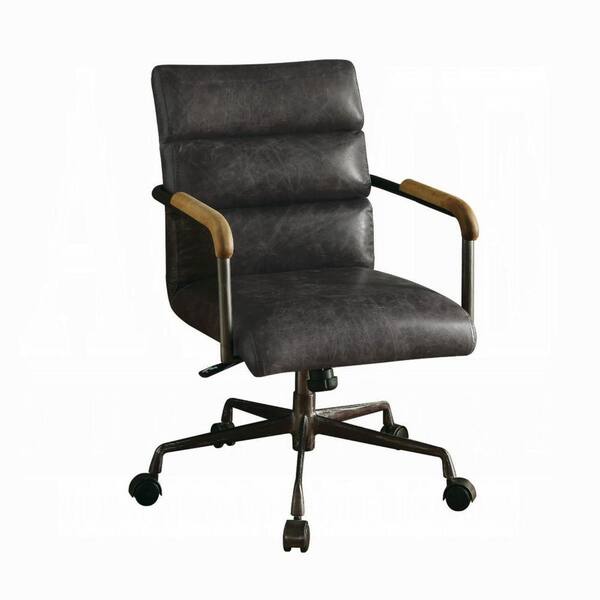 Benjara Antique Brown Metal and Leather Executive Office Chair