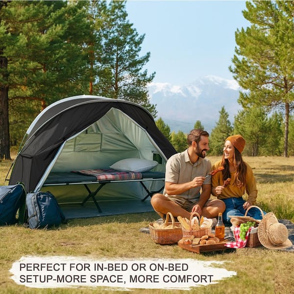 【新品】Liten Bonding tent coat / black Poloma 1-Person Outdoor Cot Tent with Zippered Door and