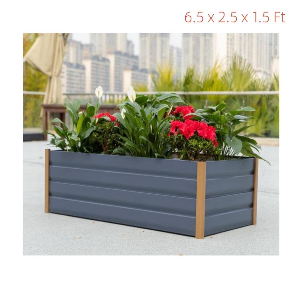 6.5x2.5x1.5 ft Aluminum Raised Garden Bed, Gray, Open-Bottom, Safety Corners price history on PriceWatchPro