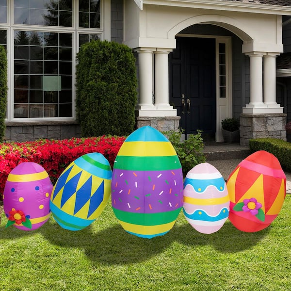 Inflatable Lighted Easter Eggs Outdoor Decoration - 10 ft.