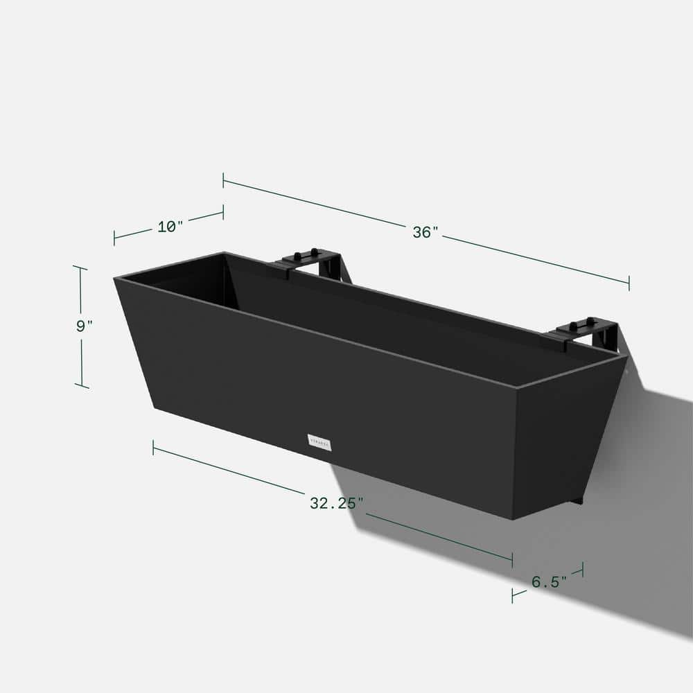 Black 36" Recycled Plastic Railing Planter Set of 2