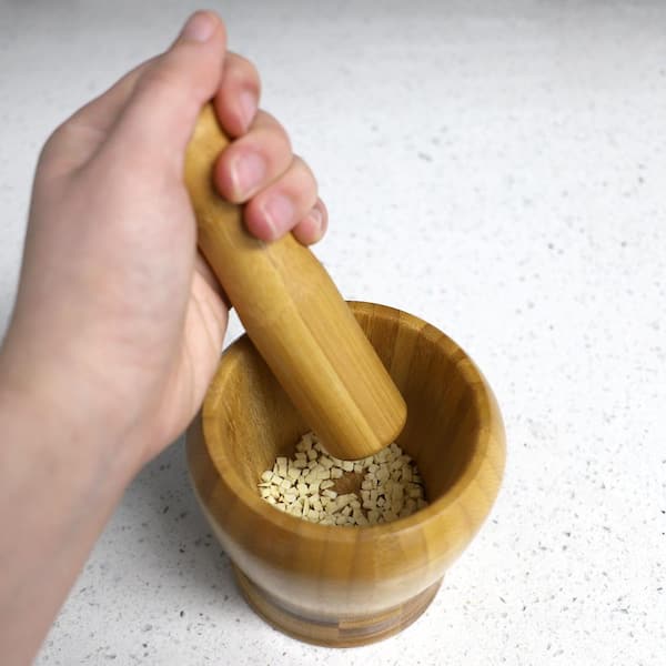 Mortar and Pestle Set with Bamboo Base