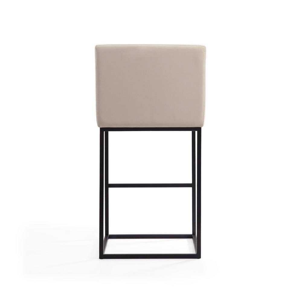 Ambassador Cream and Black Genuine Leather Metal Barstool Set