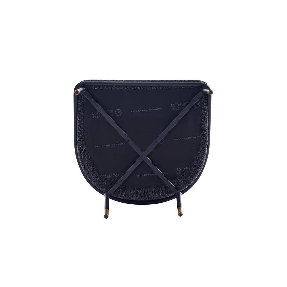 High Back Black Linen Upholstered Metal Side Chair