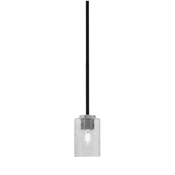 Unbranded Elonia 100-Watt 1 Light Matte Black & Graphite Stem Mini Pendant Light with 4 in. Smoke Bubble Glass Shade