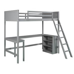 aisword Twin Size Loft Bed with Slide, House Bed with Slide - Gray ...