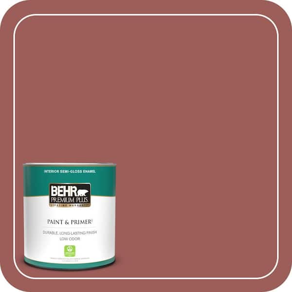 BEHR PREMIUM PLUS 1 qt. #PMD-86 Arabian Red Semi-Gloss Enamel Low Odor Interior Paint & Primer
