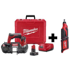 M12 12V Lithium-Ion Cordless Sub-Compact Band Saw Kit with (1) 3.0 Ah Battery Pack, Charger and M12 Rotary Tool