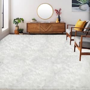 Sheepskin Faux Furry White 10 ft. x 14 ft. Cozy Rugs Area Rug