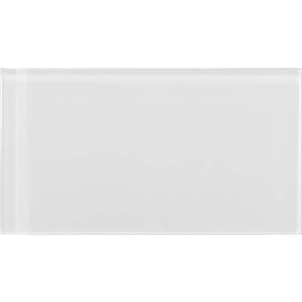 EMSER TILE Lucente Blanc 3.15 in. x 6.46 in. Glass Wall Tile (0.14 sq. ft.)