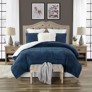 Premium Ultra-Soft 3-Piece Faux Fur Reverse to Sherpa Comforter and Sham Set
