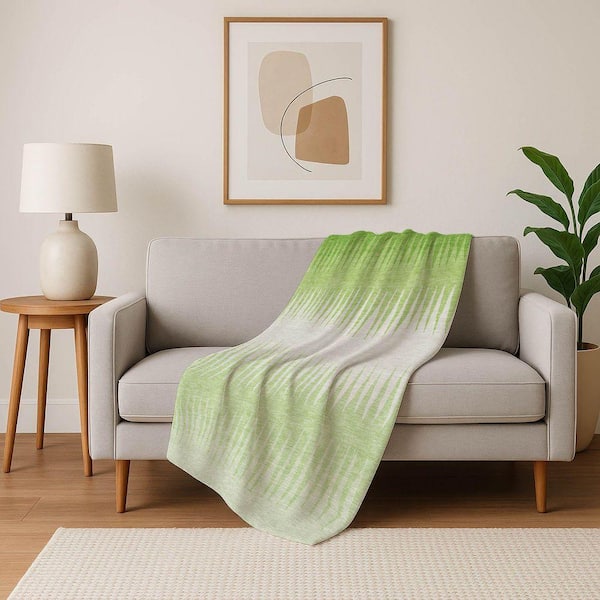 Premium Machine Washable ASB886 Lime 50 in. x 70 in. Sherpa Throw Blanket