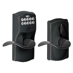 Camelot Aged Bronze Electronic Keypad Door Lock with Accent Handle and Flex Lock
