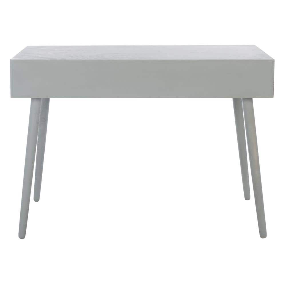 Distressed Grey Wood Mid-Century Writing Desk with Drawer